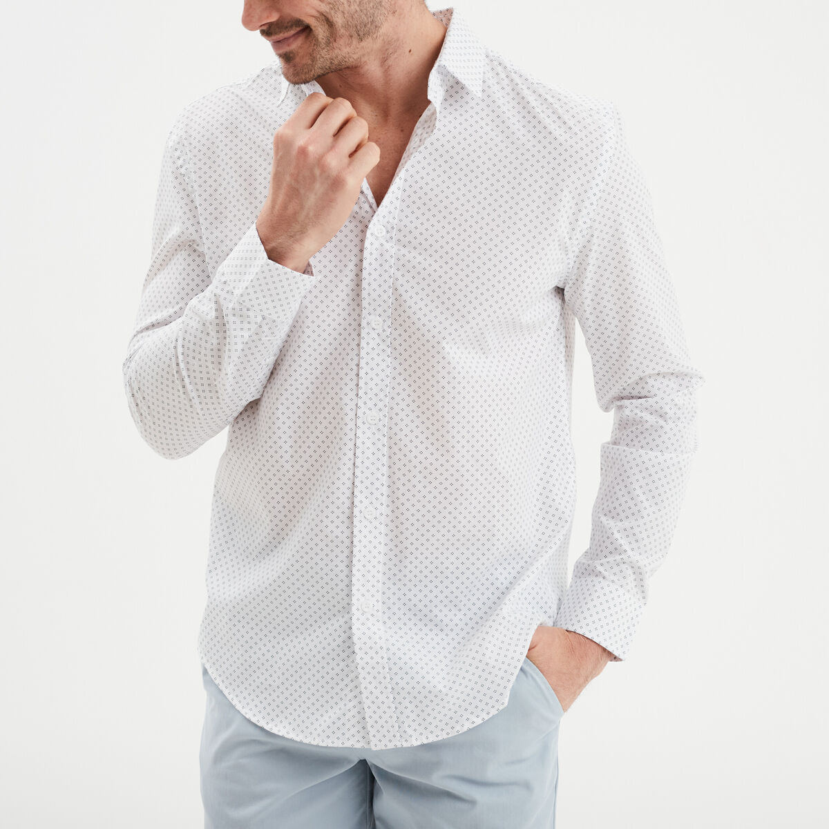 Chemise droite repassage facile blanc homme