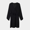 Robe ceinturée col cache-coeur noir femme