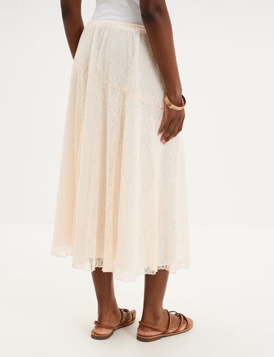 Jupe longue en dentelle ivoire femme
