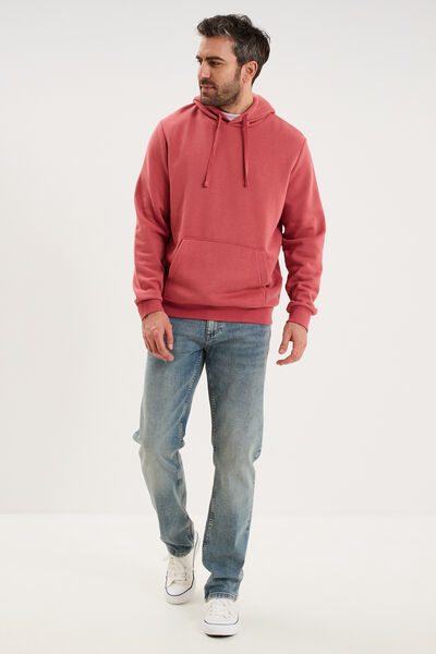 Sweat molleton &agrave; capuche hoodie vieux rose homme