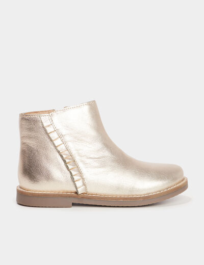 Bottines métallisées en cuir à franges jaune or fille