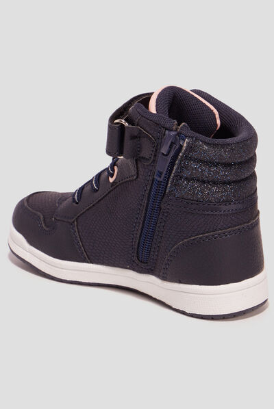 Baskets montantes Lulu Castagnette bleu marine fille