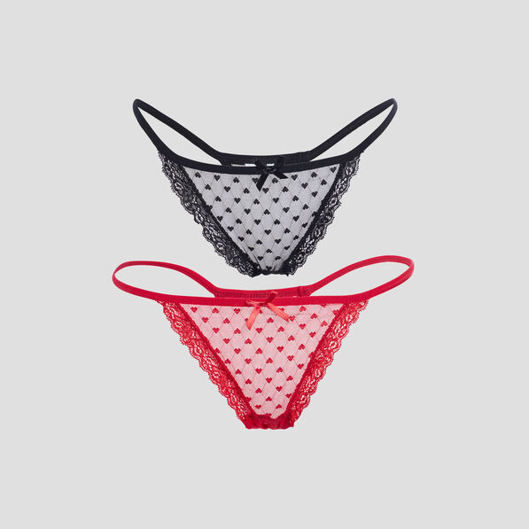 Lot 2 strings rouge femme