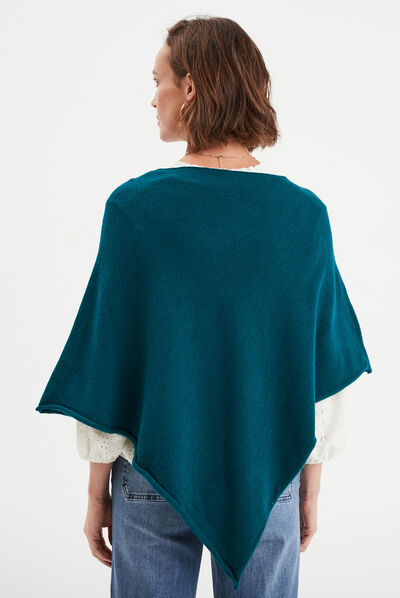 Poncho asymétrique bleu canard femme