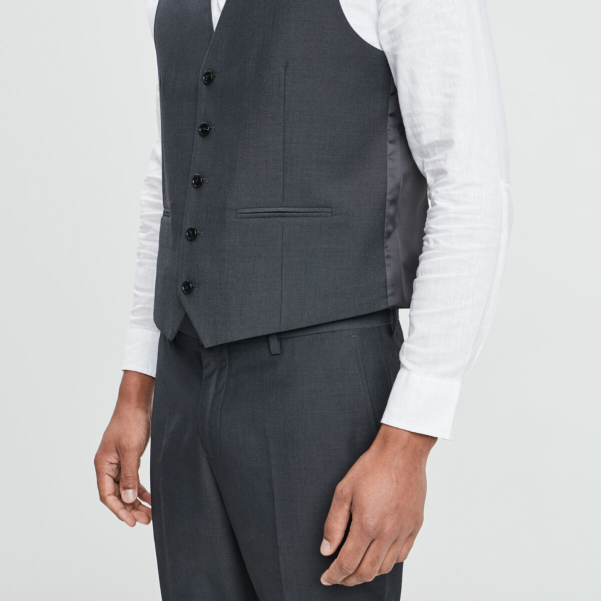 Gilet de costume sans manches gris fonc&eacute; homme