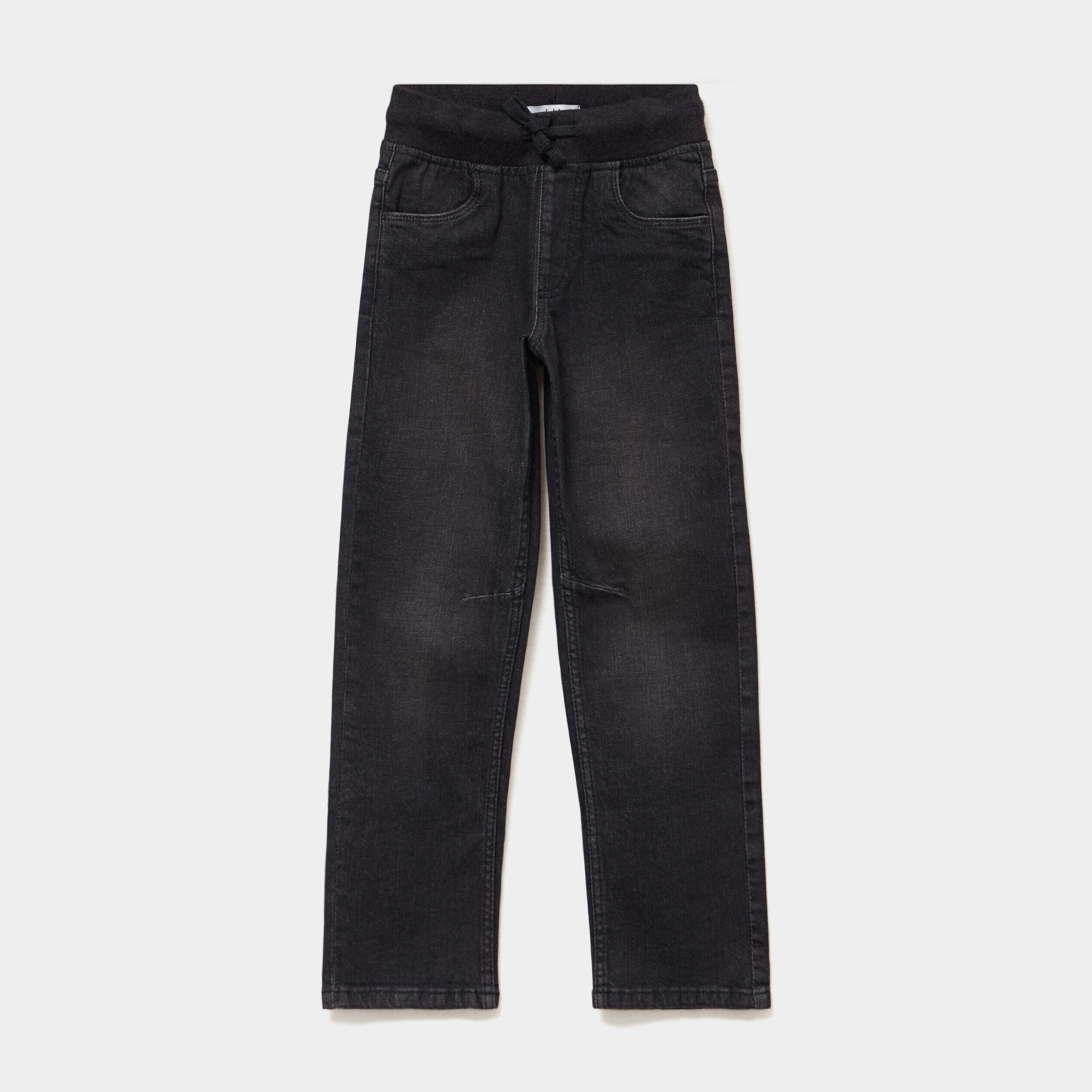 Jeans regular taille élastiquée denim noir garçon LH