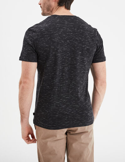 T-shirt droit col en V Liberto noir homme
