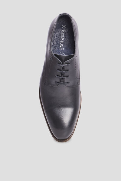 Derbies à lacets en cuir lisse noir homme