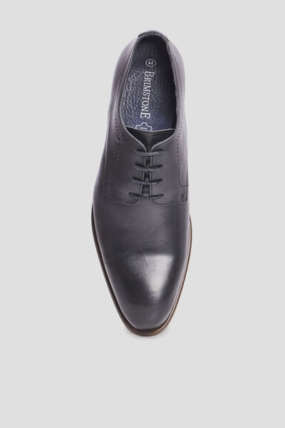 Derbies &agrave; lacets en cuir lisse noir homme