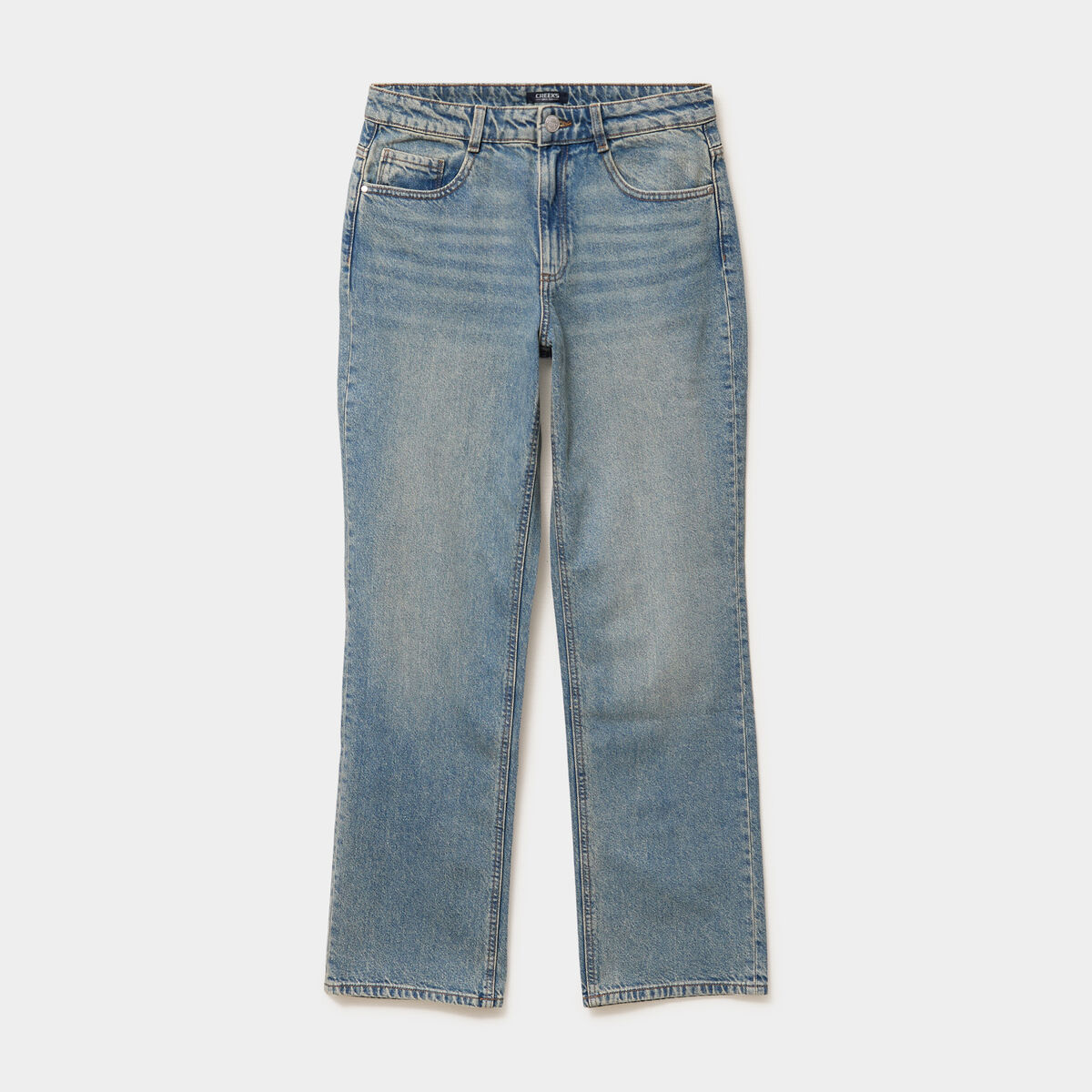 Jean droit taille basse coton denim dirty femme