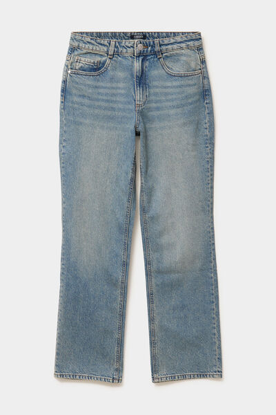 Jean droit taille basse coton denim dirty femme