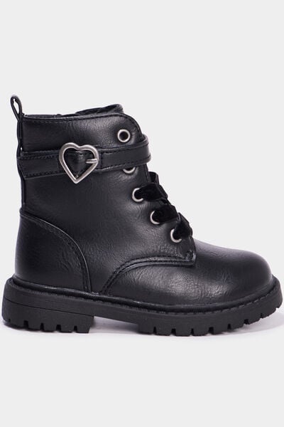 Boots crant&eacute;es avec boucles coeur noir b&eacute;b&eacute; fille