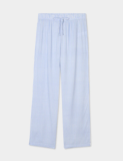 Pantalon de pyjama fluide bleu femme