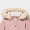 Parka &agrave; capuche fausse fourrure rose poudr&eacute;e fille
