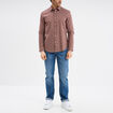Chemise droite imprim&eacute;e manches longues marron homme