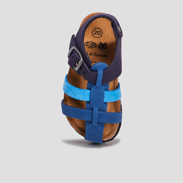 Sandales en cuir bleu marine bébé garçon