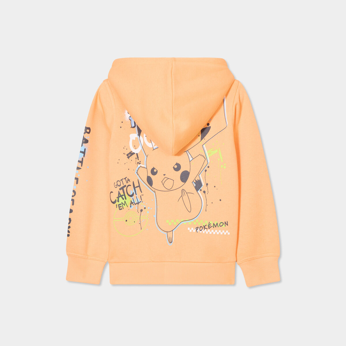 Sweat zipp&eacute; &agrave; capuche Pok&eacute;mon Pikachu rose saumon gar&ccedil;on