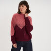 Pull col montant &agrave; sequins oversize bordeaux femme