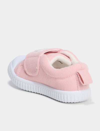 Tennis basses &agrave; scratchs semelle souple rose b&eacute;b&eacute; fille