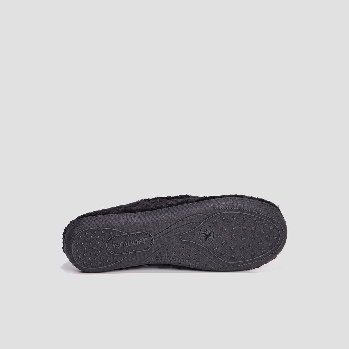 Pantoufles anti-d&eacute;rapantes fourr&eacute;es noir femme
