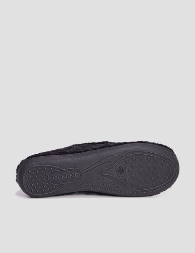 Pantoufles anti-d&eacute;rapantes fourr&eacute;es noir femme