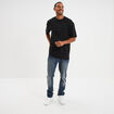 T-shirt col rond coupe relax coton &eacute;pais noir homme