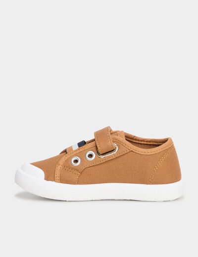 Tennis basses en toile bout renforc&eacute; camel gar&ccedil;on