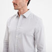 Chemise droite imprimée manches longues ecru homme