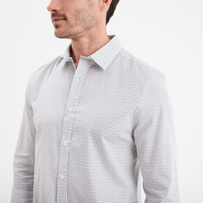 Chemise droite imprimée manches longues ecru homme