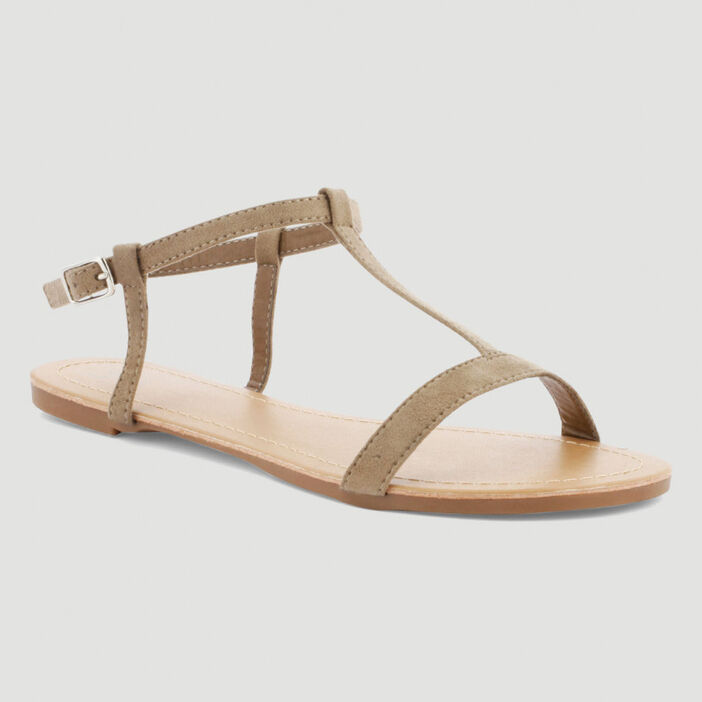 Sandales plates femme taupe