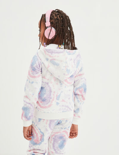 Sweat zippé à capuche ecru fille