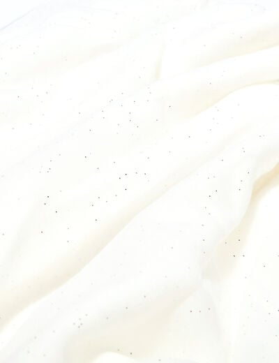 Foulard bords à franges fines ecru femme