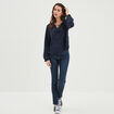 Blouse col v avec cordons à pampilles bleu marine femme