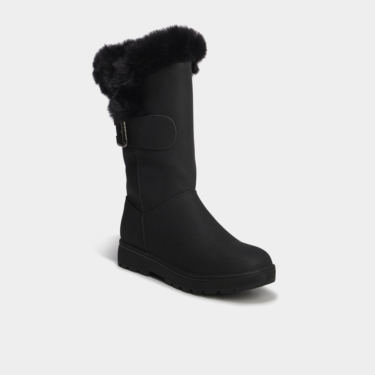 Bottes fourr&eacute;es avec boucles noir femme