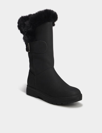 Bottes fourr&eacute;es avec boucles noir femme