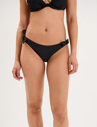 Bas de maillot de bain d&eacute;tails noeuds noir femme