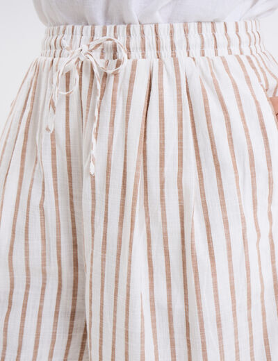 Short taille élastiquée coton blanc femme