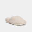 Chaussons mules effet bouclette sable femme