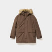 Parka &agrave; capuche fausse fourrure vert kaki homme