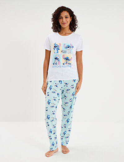 Ensemble pyjama legging coton Stitch blanc femme