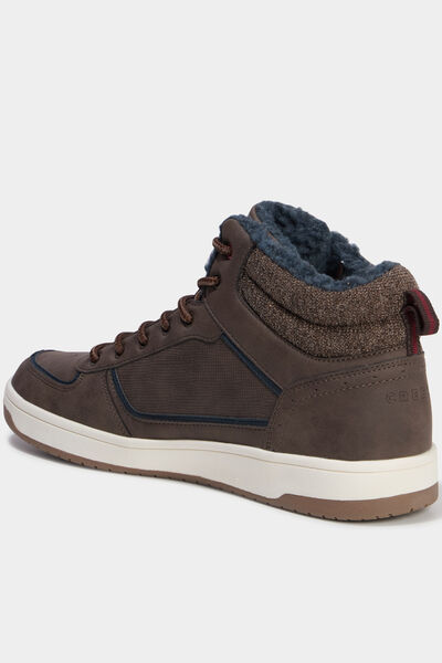 Baskets montantes fourr&eacute;es marron fonc&eacute; homme
