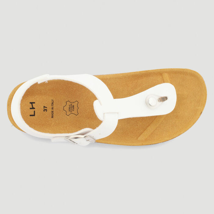 Sandales entre-doigt semelle liège femme blanc