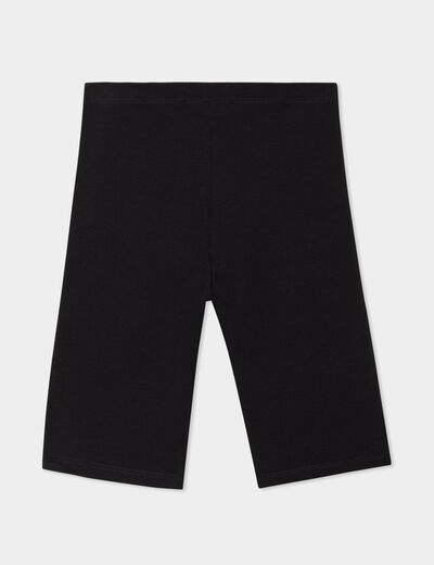Short cycliste coton taille &eacute;lastiqu&eacute;e noir fille