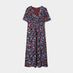 Robe longue empire taille smock&eacute;e marron femme