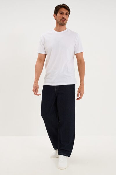 Jeans baggy 5 poches coton denim brut homme