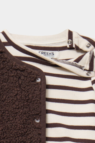 Ensemble 3 pi&egrave;ces avec gilet polaire marron chocolat b&eacute;b&eacute; gar&ccedil;on