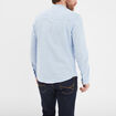 Chemise col mao lin mélangé bleu ciel homme