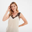 Caraco col V avec dentelle beige femme