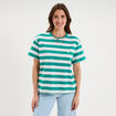 T-shirt droit &agrave; manches courtes coton vert canard femme