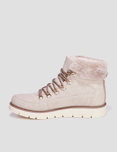 Bottines fourrées à lacets Trappeur taupe femme